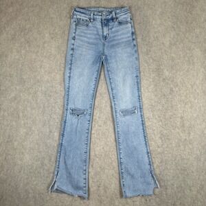 American Eagle Women's Jeans High Rise Skinny Kick Light Wash Size 0 Long